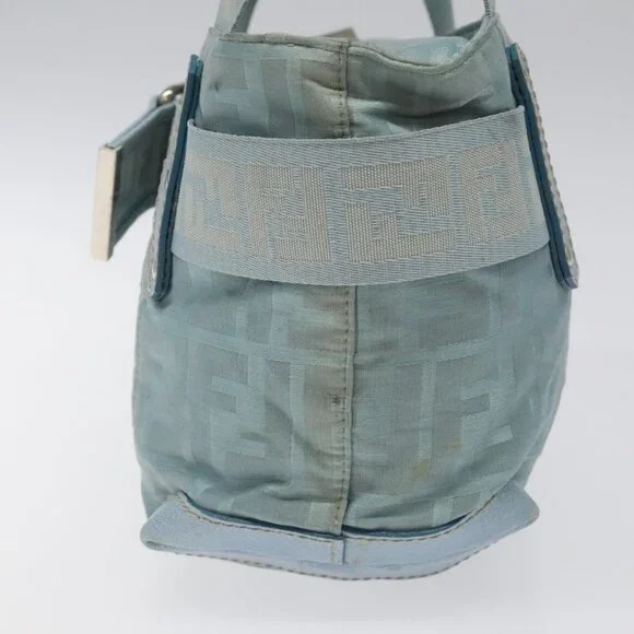 FENDI Zucca Canvas Hand Bag Blue Silver Auth MY411